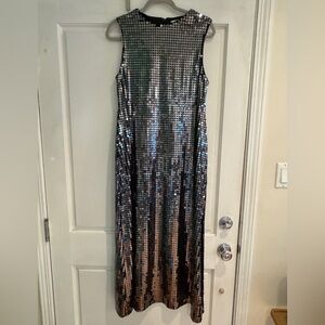 Topshop Sequin Sleeveless Dress - Black